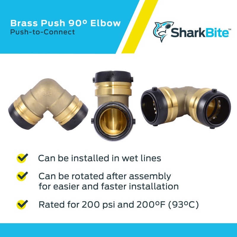 SharkBite 1-1/2 Inch 90 Degree Elbow, Push to Connect Brass Plumbing Fitting, PEX Pipe, Copper, CPVC, PE-RT, HDPE, UXL0241 - Image 4